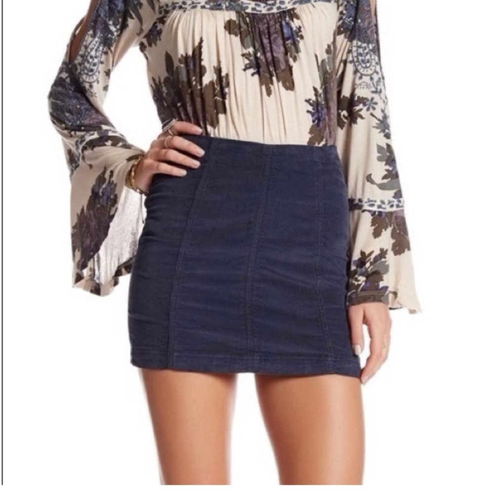 Free People corduroy blue mini skirt